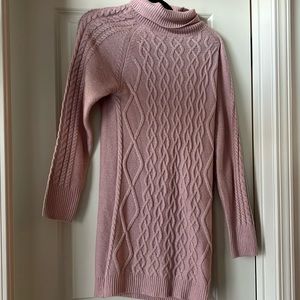 Pink cable knit sweater dress